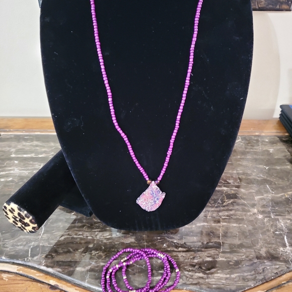 PURPLE BEAUTY NECKLACE & BRACELET SET - Picture 11 of 12